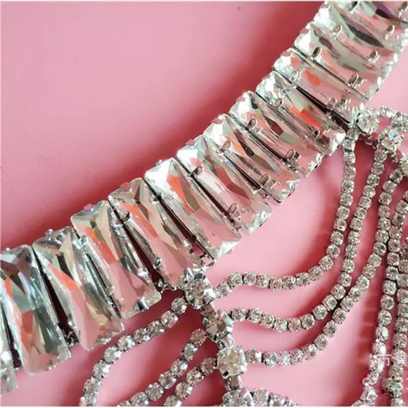 Luxury Bridal Shoulder Rhinestones Cover-Up With Adjustable Necklace - Picture 2 of 4